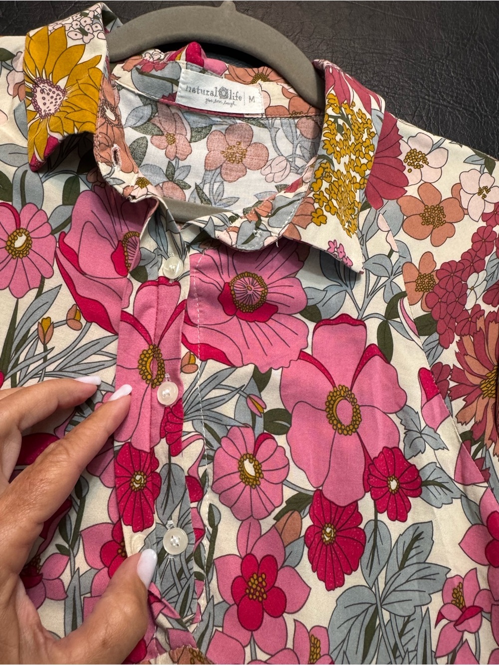 NATURAL LIFE Rebecca Midi Dress M Pink Vintage Floral Boho Pockets Prairie - Picture 7 of 8